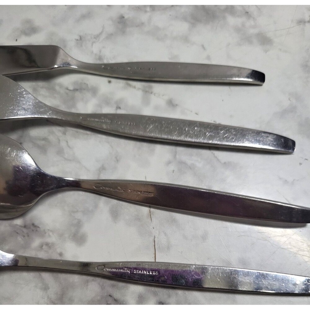Oneida Community FROSTFIRE Flatware Stainless Satin Mid-century Modern 18 Pieces - Picture 6 of 6